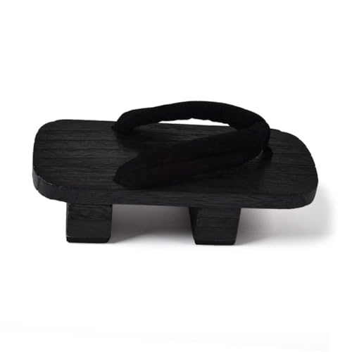 FRCOLOR Japanische Clogs Holzpantoletten mit Dicker Plateau Sohle Bequemes Slip Design Modische Sommer Sandalen für Damen und Herren Passend für Schwarzer Streifen Holzschuh von FRCOLOR
