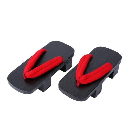 FRCOLOR Japanische Holzclogs Sommer Plattform Sandalen Unisex Slip Clogs Bequeme Freizeit Schuhe für Outdoor Freizeit Party in Rot Schwarz Passend für Fußgröße von FRCOLOR