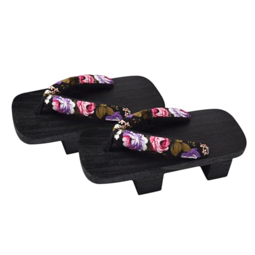 FRCOLOR Japanische Holzclogs Sommer Slipper Unisex Zwei Stege Design Komfortable Flops Hausschuhe Passend für Fuß Langlebiges Material Modisch für Freizeit und Party Bequemer Slip Stil von FRCOLOR
