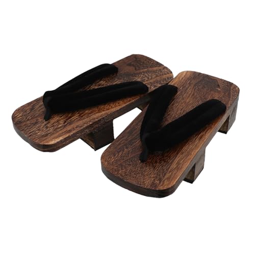 FRCOLOR Japanische Holzclogs Traditionell Zweizinkig Schwarz Unisex Hausschuhe für Innen Außen Stilvolle Kimono Slippers für Party Clogs Kulturell Inspiriert Komfortabel und Vielseitig von FRCOLOR
