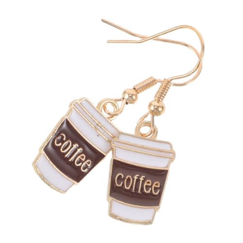 FRCOLOR Metall Kaffeetassen-ohrringe in Getränkeform Originelle Ohrhänger Aus Metall Lustiger Schmuckanhänger Für Freizeit Und Party-outfits von FRCOLOR