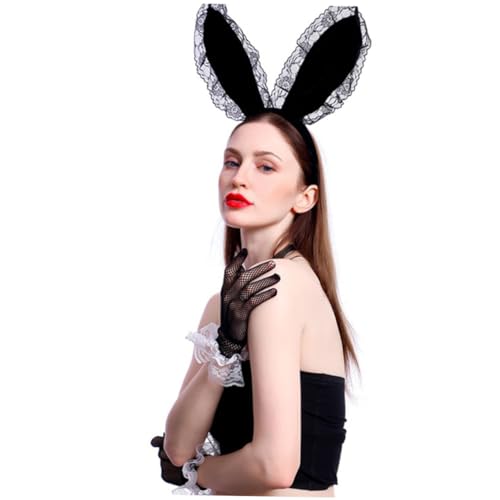 FRCOLOR Kaninchenohr Haarband Party-haarreif Hasenohr-party-kopfschmuck Leicht Und Robust Exquisites Design Für Cosplay Und Auftritte Schwarz von FRCOLOR