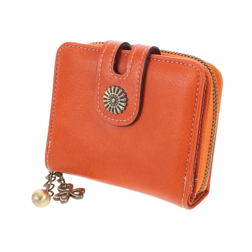 FRCOLOR Kartenetui Aus Pu Leder Zweifach Faltbares Kartenetui Für Damen Kleine Geldbörse Mit Reißverschluss Und Kettenanhänger – Kurzes Münzgeldbörse Zum Einkaufen Reisen von FRCOLOR