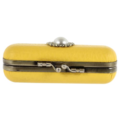 FRCOLOR Kasten Lippenstift-box Make-up-behälter Lippenfleck Skurril Lippenstifthalter Mit Spiegel Parfüm Lippenstift-organizer Lippenstiftetuihalter Mit Spiegel Retro-make-up Yellow Pu von FRCOLOR