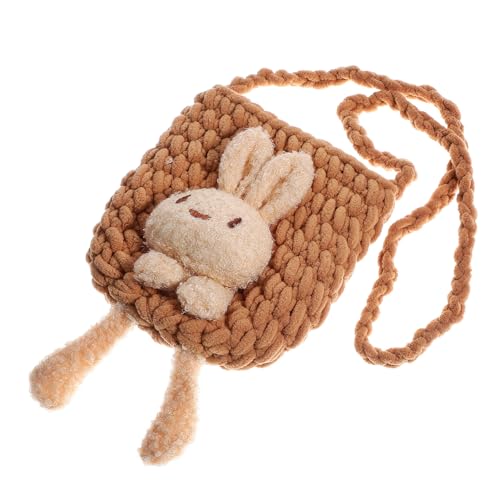 FRCOLOR Kawaii Mädchen Umhängetasche mit Hasenmotiv Wollgewebte Crossbody Geldbörse Polyester Kleine Schultertasche für Münzen Karten Süßigkeiten für Shopping Party und Reisen von FRCOLOR
