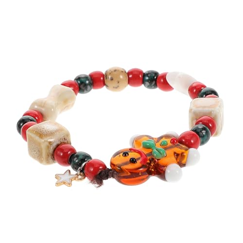 FRCOLOR Keramik Weihnachtsarmband Damen mit Süßem Lebkuchenmann Anhänger Dehnbar Festlicher Schmuck für Weihnachten für Freunde und Familie Holiday Jewelry von FRCOLOR