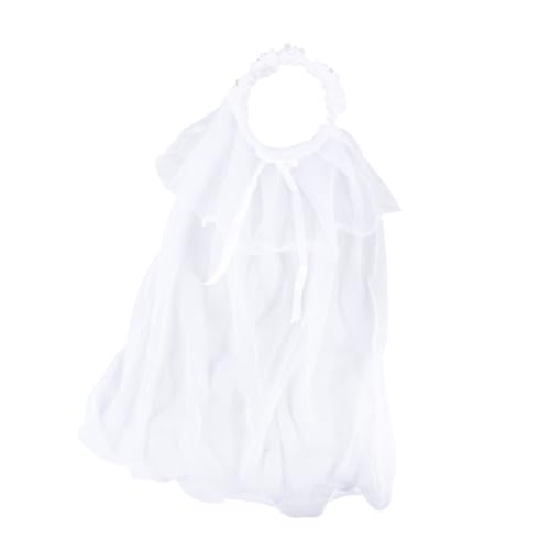 FRCOLOR Kinder Hochzeitsschleier Kranz Hochzeitsschleier Langer Hochzeitsschleier Erstkommunion Schleier Spitzen Hochzeitsschleier Mädchen Hochzeitsschleier Weiß von FRCOLOR