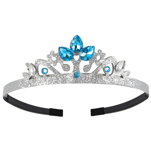 FRCOLOR Kinderkrone kinder haarspangen haarspange kinder Stirnband mit Schneeflocken Mädchen Krone Tiara Mädchen Tiara haarschmuck Kristallkronen-Kopfbedeckungen Kronen-Haarband Stoff Blue von FRCOLOR