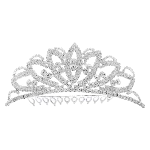 FRCOLOR Kindershow-krone Perlenblumenhaarbänder Strass-haarspangen Hochzeit Braut Haarschmuck Prinzessin Tiara Glitzergeburtstag Brautjungfer Haarkamm Mädchen Kristall Zubehör Legierung von FRCOLOR