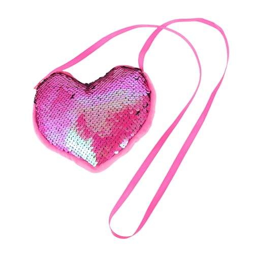 FRCOLOR Kindertaschen Bling Herzförmiger Kleiner Tasche Crossbody -Tasche Mit Einzelgurt Umhängetasche Mit Schultergurt Einzelne Umhängetasche Kleine Herzförmige Geldbörse Rosy Zwei Stücke von FRCOLOR