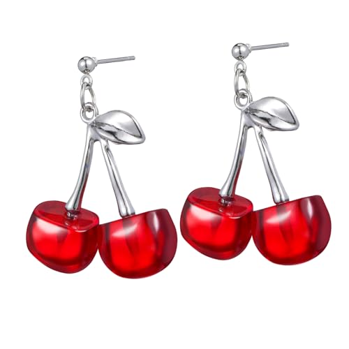 FRCOLOR Kirschohrringe Für Frauen Obst Statement Ohrringe Kreative Tropfenohrringe Modeschmuck Baumelnde Ohrringe Für Mädchen Damen von FRCOLOR