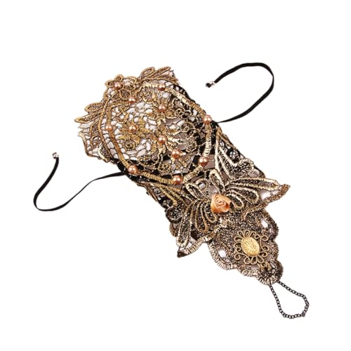 FRCOLOR Klassische Spitzenarmbandhandschuhe mit Perlen Eleganter Fingerloses Design für Damen Bekleidungsdekoration für Hochzeiten Partys Besondere Anlässe von FRCOLOR