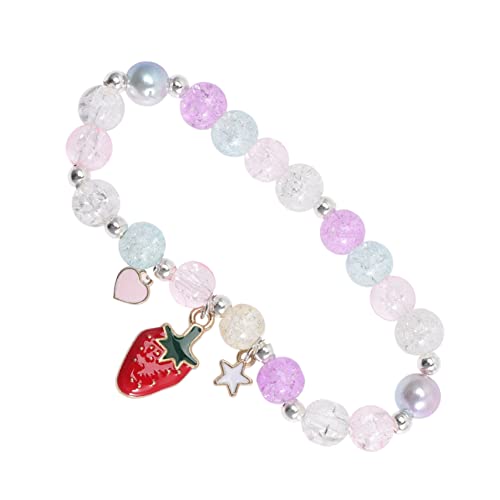 FRCOLOR Mädchenarmband Kristallperlen Perlenarmband Armband Für Mädchen Armband Für Kleine Mädchen Bettelarmband Mädchenschmuck Armbänder Für Teenager-mädchen Erdbeerschmuck Geschenk Freun von FRCOLOR
