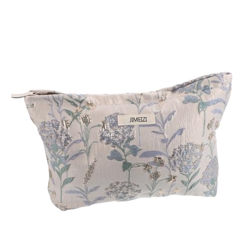 FRCOLOR Kleine Kosmetiktasche mit Floralem Muster Leichter Reise Toiletry Organizer Kompakte Make up Aufbewahrungstasche für Pinsel und Kosmetik Tragbar für Damen Unterwegs von FRCOLOR