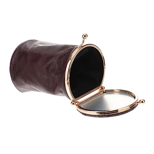 FRCOLOR Kleiner Parfüm Aufbewahrung Tragbare Retro Make up Tasche Aus Leder Mit Spiegel Kleine Kosmetiktasche Für Damen Für Reisen Und Täglichen Gebrauch Kompakte Größe Und Süßes von FRCOLOR