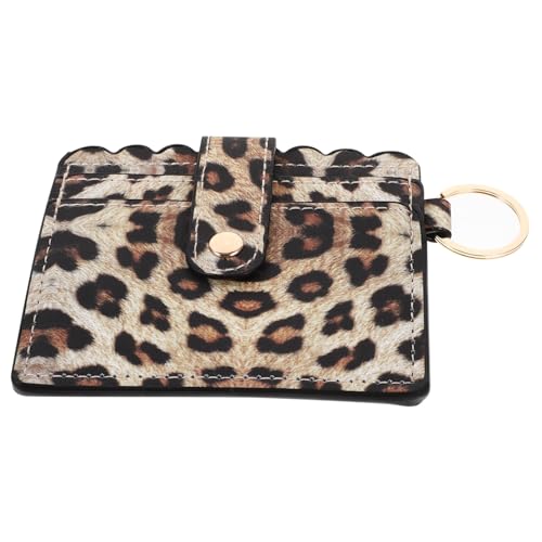 FRCOLOR Kleines Damen Kreditkartenetui Leopardmuster PU Kartenhalter mit Schlüsselring für Reisen und Alltag Schlanker Geldbeutel für Frauen Vielseitig und Praktisch Organisiert von FRCOLOR