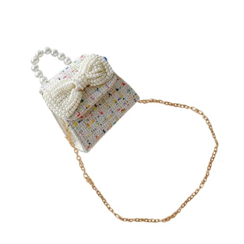 FRCOLOR Kleines Mädchen Handtasche mit Perlen und Schleife Niedliche Umhängetasche für Prinzessinnen im Alter Jahren Elegant und Langlebig für Verschiedene Anlässe von FRCOLOR