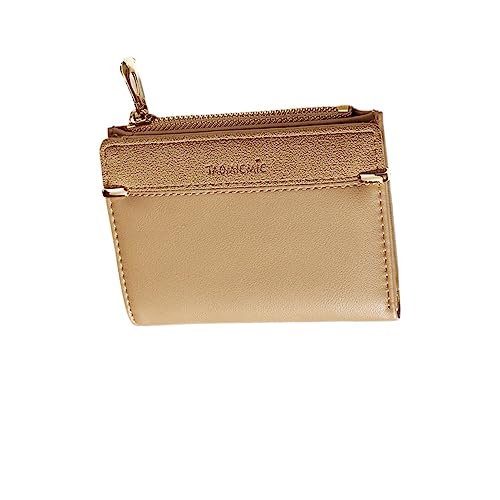 FRCOLOR Kompakte Damen Geldbörse PU mit Reißverschluss Multifunktionale Brieftasche für Karten Münzen und Bargeld Milchtee Farbe von FRCOLOR