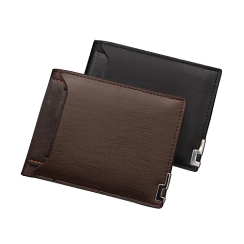 FRCOLOR Herren Geldbörse Aus Pu-Material Kurze Brieftasche Mit Großzügigen Fächern Für Kreditkarten Bargeld Ausweise Stylischer Geldbeutel Für Büro Reise Schwarz von FRCOLOR