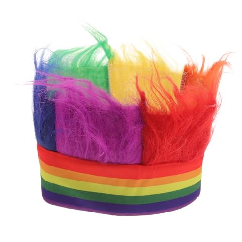 FRCOLOR Kopfbedeckung Mit Regenbogenperücke Perücken Für Regenbogenpartys Regenbogen-perücke-requisite Regenbogen-stirnband-perücke Cosplay-kunsthaar Party Perücke Krawatte Garn Kopftaste von FRCOLOR