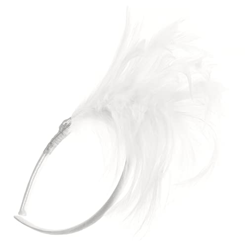 FRCOLOR kopfschmuck Stirnbänder erwachsene Frauen haarreif Kleidung für Männer Haarbänder Feder-Stirnband Feder Hochzeit Kopfbedeckung Mädchen Hut Zubehör Haarschmuck Damen schmücken Weiß von FRCOLOR