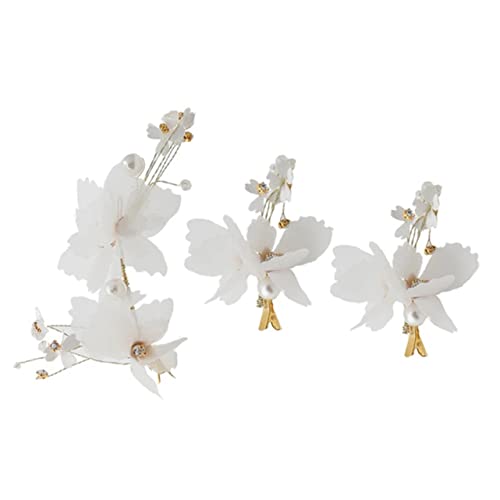 FRCOLOR Haarspangen Haarschmuck Für Damenclips Hochzeit Haarspange Haarteil Für Frauen Hochzeitskleid Weiß Braut Seitenclip Haarklammer von FRCOLOR