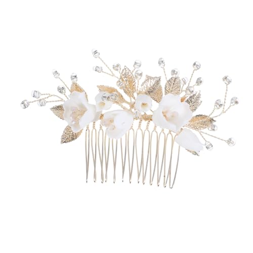 FRCOLOR Kopfbedeckungen für die Braut Blumenhaarspange für die Braut Faux Pearl Hair Clip Schmuck Schmuck Hochzeitsschmuck für die Blumenhaarschmuck Keramik Beige von FRCOLOR