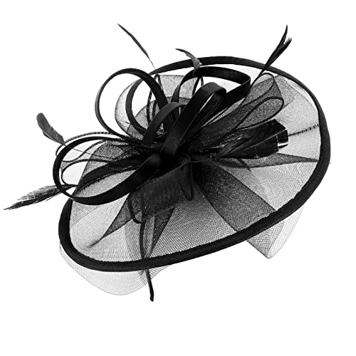 FRCOLOR Federhut Kopfschmuck Damen Mesh Haarband Modischer Teepartyhut Hochzeit Haardekor Elastische Kopfbedeckung von FRCOLOR