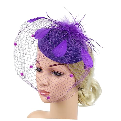 FRCOLOR Kopfschmuck für die Braut Haar Klammern Haarspangen Hochzeit Stirnband Fascinator-Hut für Damen Schleier Haarschmuck für die Hochzeit Baskenmütze Haarschmuck Kopfschmuck für Braut von FRCOLOR