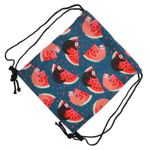 FRCOLOR Kordelzug Rucksack aus Oxford Großer Kapazität mit Niedlichem Faultier und Wassermelonenmuster Praktische Außentaschen Leichter Strapazierfähiger Turnbeutel für Sportgeräte von FRCOLOR
