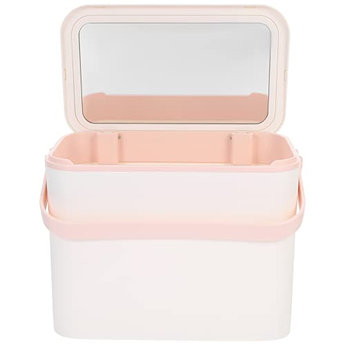 FRCOLOR Kosmetikkoffer Mit Spiegel Tragbare Makeup Organizer Kleine Aufbewahrungsbox Für Kosmetik Staubdicht in Wolkenweiß von FRCOLOR