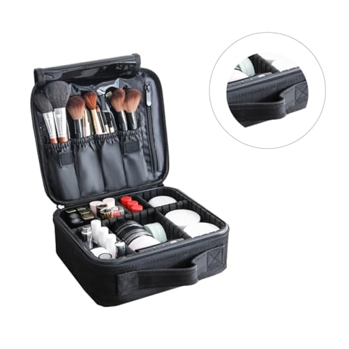 FRCOLOR Kosmetiktasche aus Oxford Tragbare Make Up Tool Aufbewahrungsbox Eleganter Kosmetikkoffer für Damen Schwarz für Schminktisch und Reisen von FRCOLOR