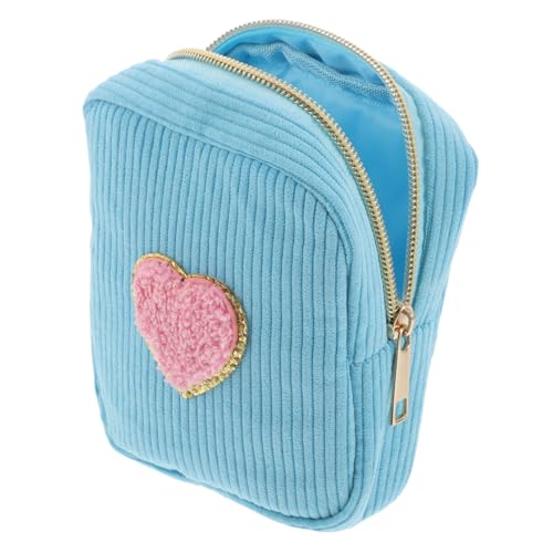 FRCOLOR Kosmetiktasche Mit Herz-Patch Tragbare Make-up-Tasche Für Reisen Aufbewahrungstasche Für Hautpflege Kosmetiktaschen-Organizer Für Damen Süße Kosmetiktasche Für Täglichen von FRCOLOR