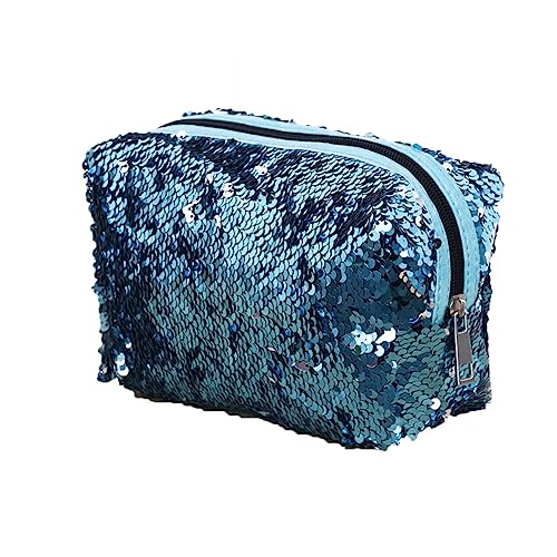 FRCOLOR Make-up-Taschen Schminktasche Kosmetiktaschen Für Frauen Pailletten-Kosmetiktaschen Make-Up-Organizer Glänzende Kosmetiktasche Bunte Handtasche Tragbarer Kulturbeutel Miss Blue von FRCOLOR