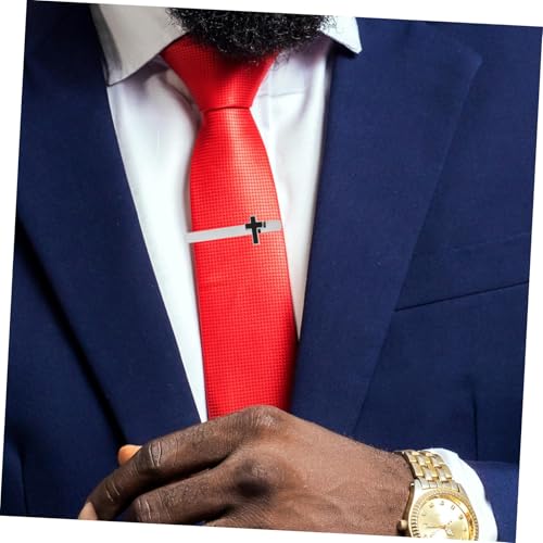 FRCOLOR Kupfer Krawattenklammern Für Männer Mit Kreuzdesign Polierte Silberoberfläche Robuste Verarbeitung Sicher Hält Krawatte Für Hochzeiten Bankette Und Formelle Anlässe von FRCOLOR