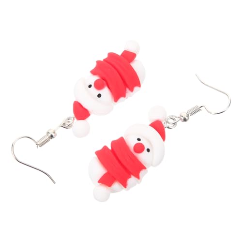 FRCOLOR Kreative Cartoon Schneemann Ohrringe Weichem Polymer Clay Weihnachts Deko für Frauen Leicht und Auffällig für Party Büro und Alltag Rot von FRCOLOR