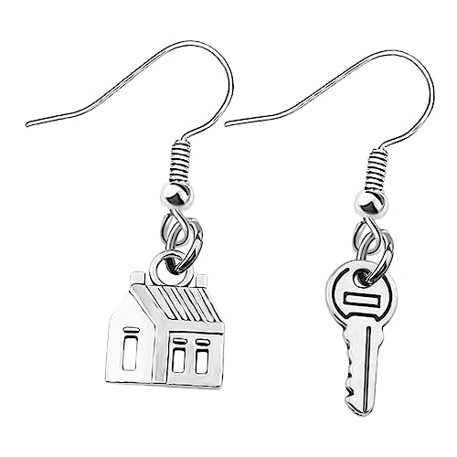 FRCOLOR Kreative Ohrhänger Haus und Schlüssel Form Hautfreundlich Langlebig Glatte Kanten Schimmerndes Stilvolles Schmuckgeschenk Einzug für Damen von FRCOLOR