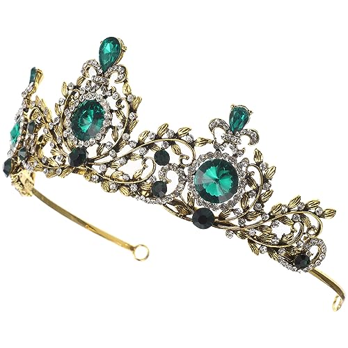 FRCOLOR Hochzeitskrone Kopfschmuck Der Braut Haarschmuck Für Frauen Strasskrone Mädchenkrone Brautkrone Strass Krone Diadem Hochzeitstag Tiara Krone Für Damen Zubehör Blatt Zinklegierung von FRCOLOR