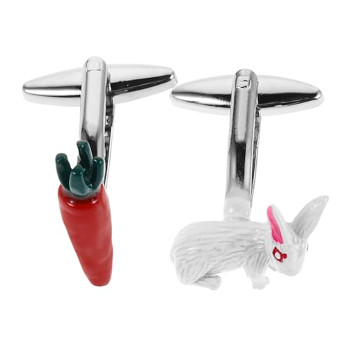 FRCOLOR Manschettenknöpfe Für Herren Aus Kupfer Mit Karotten Und Kaninchenmotiv Smoking-accessoires Sets Für Smokinghemden Und Ärmel Bräutigamsgeschenke Business-mode von FRCOLOR