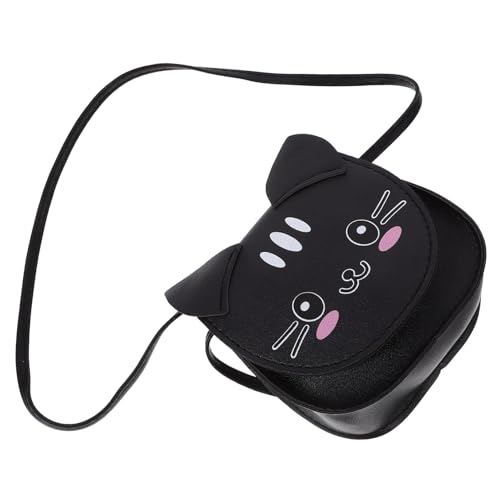 FRCOLOR Kuriertasche Geldbörse Hallo Tasche Süß Katze Umhängetasche Vor Schultaschen Für Mädchen Im Teenageralter Kleine Mädchen Geldbörse Handtasche Im Katzendesign Plüsch Party Black Pu von FRCOLOR