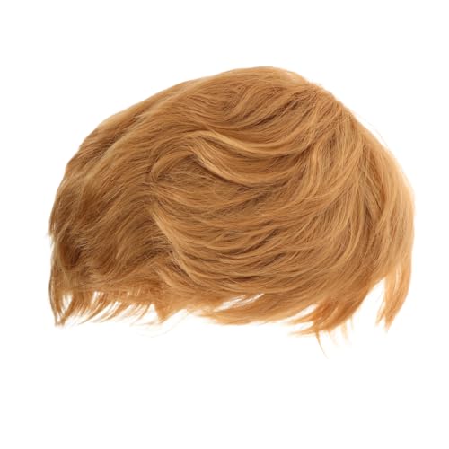 FRCOLOR Kurzhaarige Herren Perücke Goldfarben Synthetisch Realistisches Kostümzubehör für Cosplay Roleplay Party Halloween von FRCOLOR