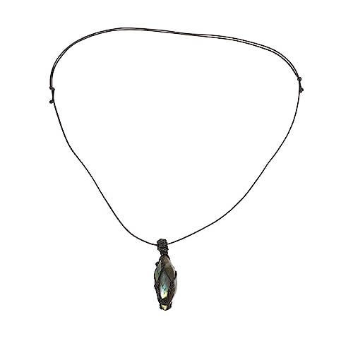 FRCOLOR Labradorit Anhänger Halskette Natürlicher Retro Halsschmuck Damen Herren Geschenkidee für Besondere Anlässe von FRCOLOR