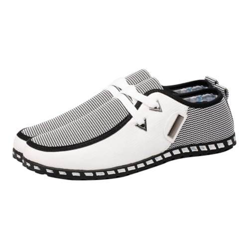 FRCOLOR Lässige Herren Driving Shoes aus Hochwertigem Material Leicht und Verstellbare Schnürung Vielseitige Freizeit und Fahrerschuhe für Männer Modischer Casual Look Weiß von FRCOLOR