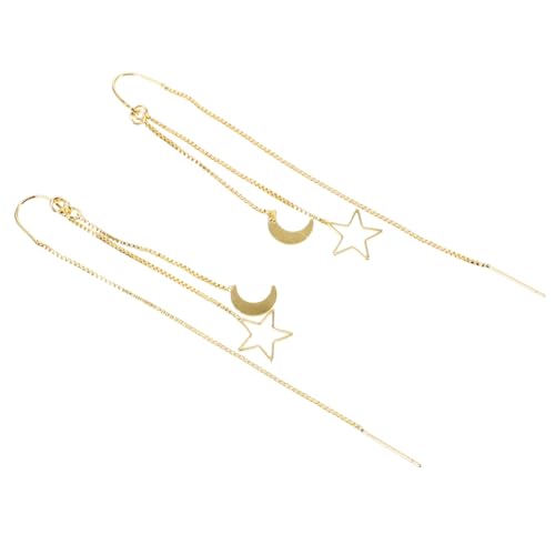 FRCOLOR Lange Kreative Mond und Stern Ohrhänger Damen Filigrane Quasten Ohrringe aus Sicherem Kupfer Hohl Gestaltete Dangle Drop Ohrringe Vielseitig Tragbar für Frauen und Mädchen von FRCOLOR