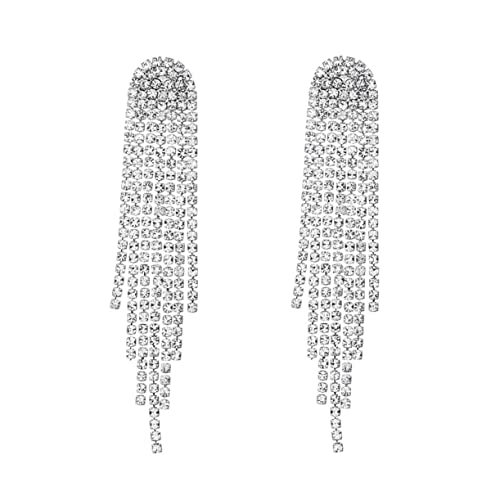 FRCOLOR Lange Ohrhänger Damen Silber mit Strass Quaste Schimmernde Statement Ohrringe für Hochzeit Party Tassel Rhinestone Ohrschmuck Ohrhänger Geschenkidee FRCOLOR Lange Ohrhänger Damen Silber mit Strass Quaste Schimmernde Statement Ohrringe für Hochzeit Party Tassel Rhinestone Ohrschmuck Ohrhänger Geschenkidee von FRCOLOR