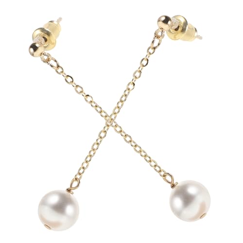 FRCOLOR Lange Quasten Ohrringe mit Simulierten Perlen Trendiger Statement Ohrschmuck für Frauen Silber Ohrstecker Modische Ohrhänger für Braut und Alltag Einzigartige Design Ohrringe von FRCOLOR