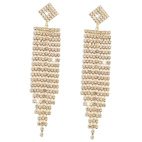 FRCOLOR Lange Strass Ohrringe Damen Tropfen Ohrhänger mit Glitzernden Wasser Quasten Leichte Sichere Legierung Statement Ohrringe für Party Alltag von FRCOLOR