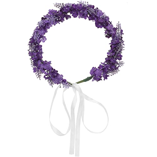 FRCOLOR Lavendel Stirnband Für Mädchen Hellblaues Stirnband Kranz Stirnband Blaue Kopfschmuck Für Eine Hochzeitsgirlande Lavendel Kopfbedeckung Fee Fräulein Haarring Violett Blumen von FRCOLOR