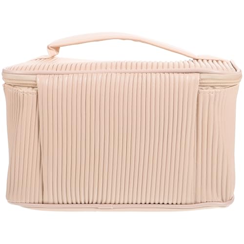 FRCOLOR Leder Große Kosmetiktasche für Damen Make Up Organizer Multifunktional für Reisen Stilvolles Design Cremeweiß von FRCOLOR