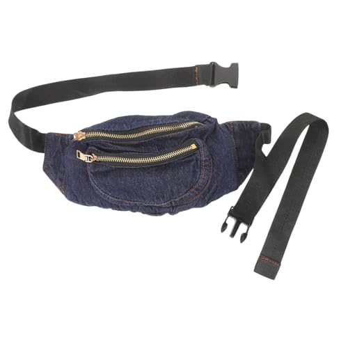 FRCOLOR Jeansstoff Tasche Für Damen Leichte Hüfttasche Mit Elastischem Umhängetasche Brusttasche Aus Robustem Material Für Alltag Und Reisen Verstellbarer Gürtel von FRCOLOR